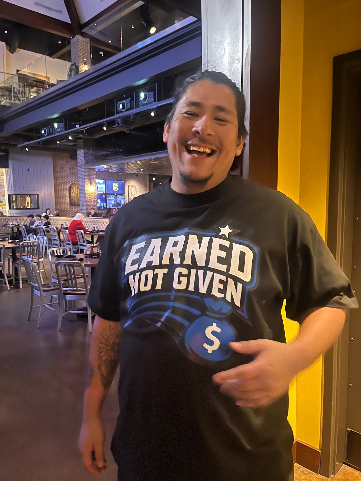 Earned Not Given Money Bag Graphic